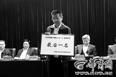 昨日會(huì)上，韓城市因?yàn)樵谪?cái)稅工作方面考核排名較后，獲取了一個(gè)黃牌。