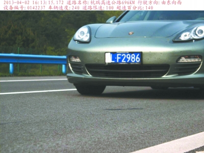 　保時(shí)捷飆車(chē)被拍瞬間。湖北省高警總隊(duì)供圖