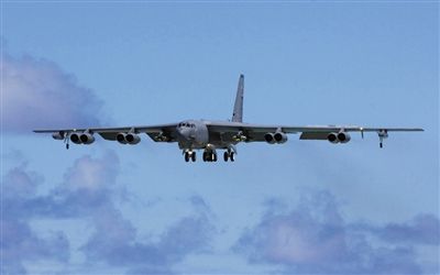 美軍B-52戰(zhàn)略轟炸機(jī)。其為韓三大核保護(hù)傘之一。