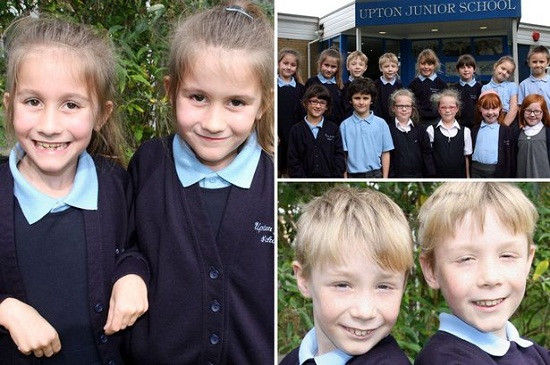 英國又有7對雙胞胎進入了同一所小學(xué)，讓人看花了眼。