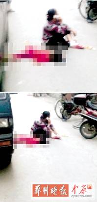 　媽媽哭著坐在旁邊打電話，孩子的爸爸還在三門峽打工。