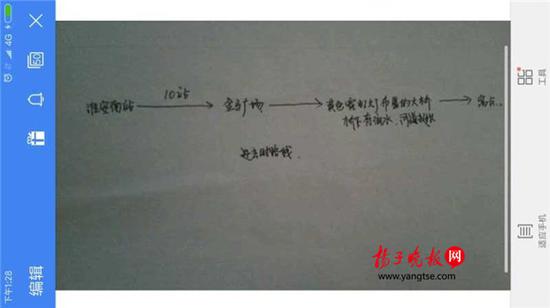 警方根據(jù)這兩張手繪地圖，動(dòng)用300余人次警力終于將林芳找到。（圖由淮安警方提供）