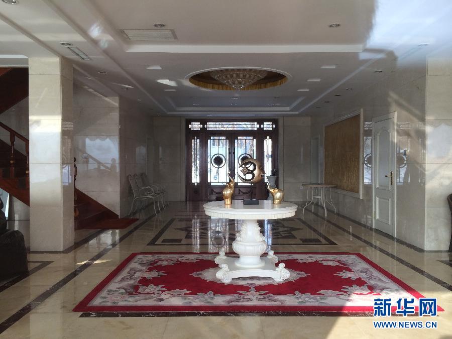 麗日山莊里的別墅大廳（2013年12月9日攝）。