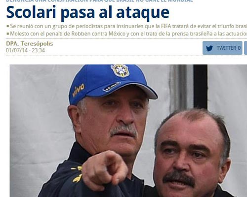 斯科拉里暗示FIFA不希望巴西奪冠 斯科拉里暗示FIFA不希望巴西奪冠